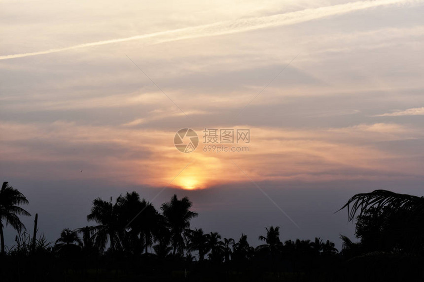 夕阳灯光自然背景图片