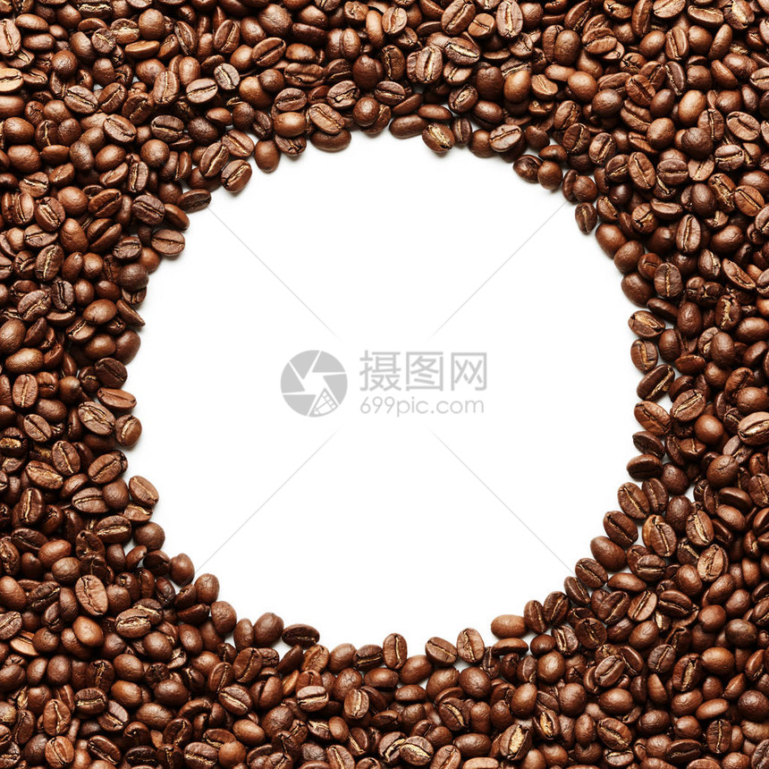 咖啡豆圈与文本的地方图片