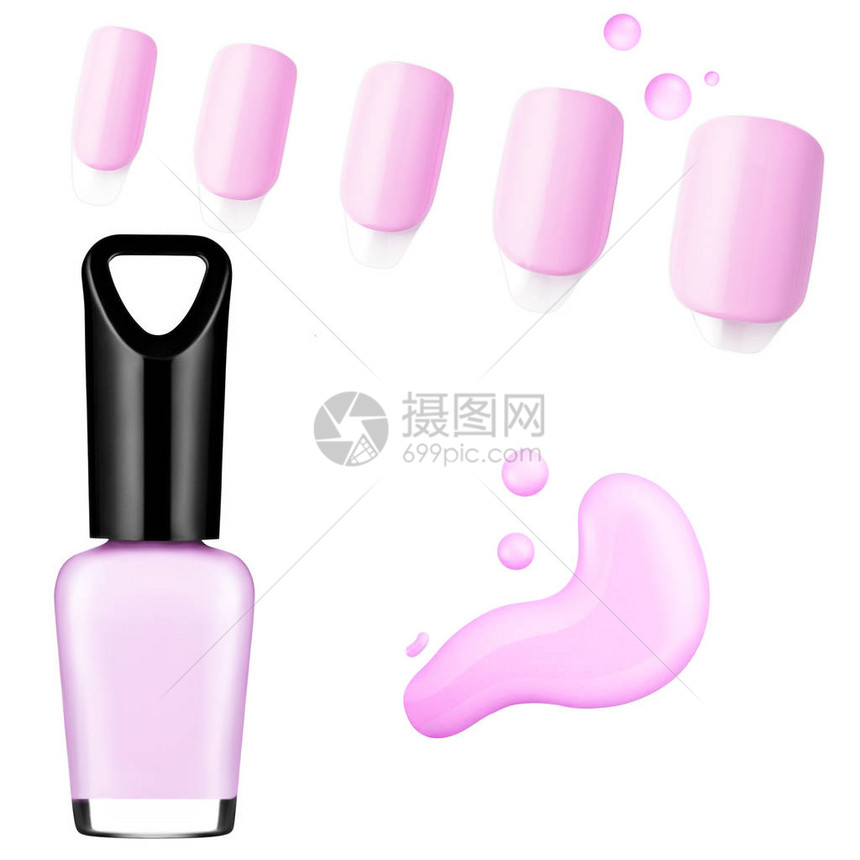 粉红色指甲油刷子样品白色背景隔离图片