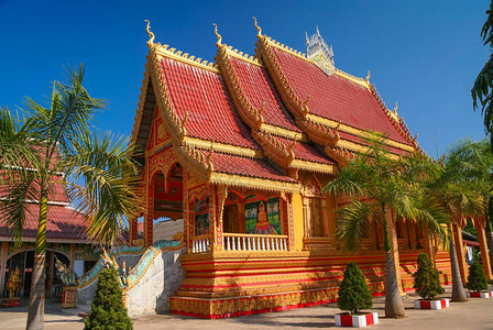 老挝首都万象美丽的佛教庙图片