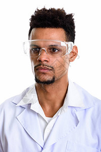 年轻非洲男子医生身戴保护眼镜时思考的非洲图片