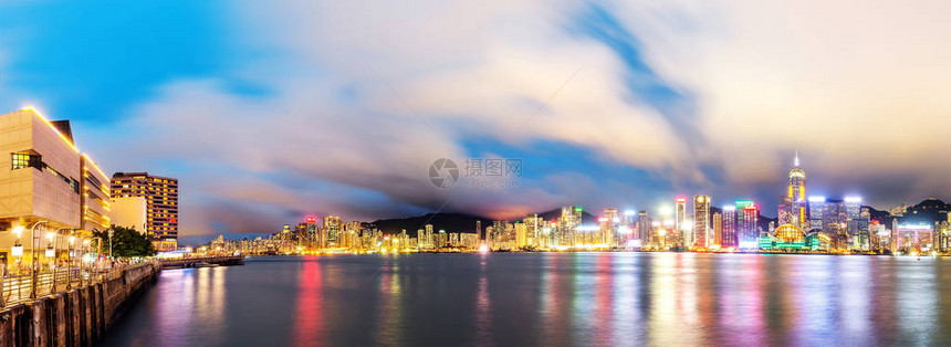维多利亚港美丽的夜景香港图片