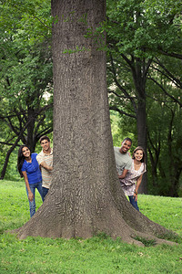 十几岁的朋友在树上共度时光图片