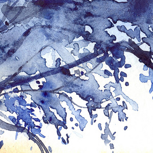 水彩海军蓝色树叶抽象纹理背景图片