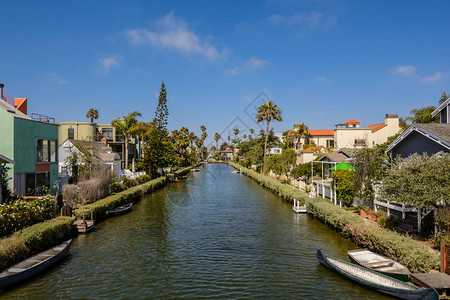 威尼斯运河沿线的房屋在威尼斯洛杉矶图片