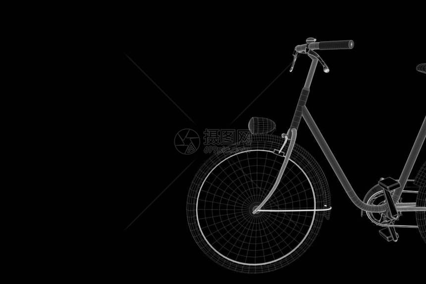全息图线框样式的自行车漂亮的3D渲染图片
