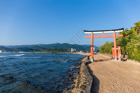 日本青岛神社的鸟居图片