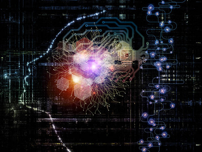 CPU思维系列计算机科学人工智能和通信学科人脸轮廓和技术符背景图片