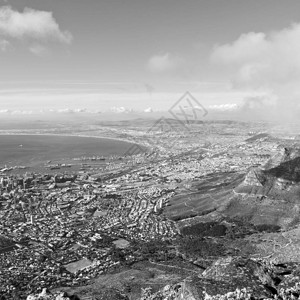 在南非洲角坡镇的模糊城市天际线从表山天图片