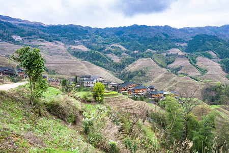 长正大稻田LongjiRiceTerrances地区月亮之景图片