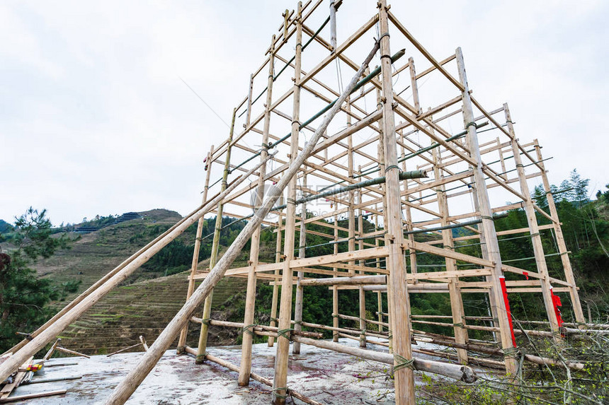 春季在长城赖水区龙的Backbone露台长吉赖水露台Dazhai村建图片