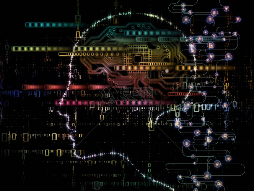 CPU思维系列适用于计算机科学人工智能和通信项目的人脸轮廓和技术符图片