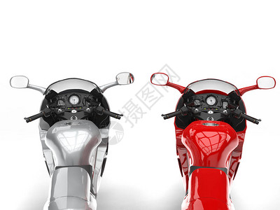 现代金属银和红色摩托车背景图片
