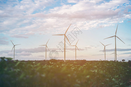 风力涡轮机农场环保能源可持续发展风力发电的可再生可持续和替图片