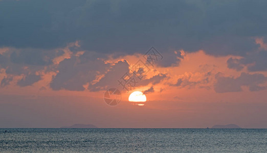 大日落热带海空和背景图片