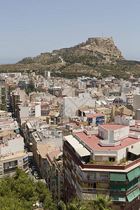 西班牙阿利坎特市的视野从蒙特托萨尔和圣费尔图片