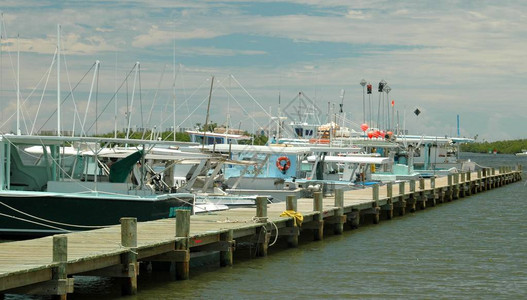 网民美国佛罗里达州皮尔斯港的渔船背景