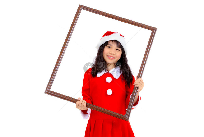 穿着圣诞服装圣诞节概念的小女孩肖像Chri图片
