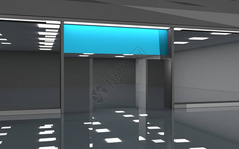 购物中心内部3D插图渲染图片
