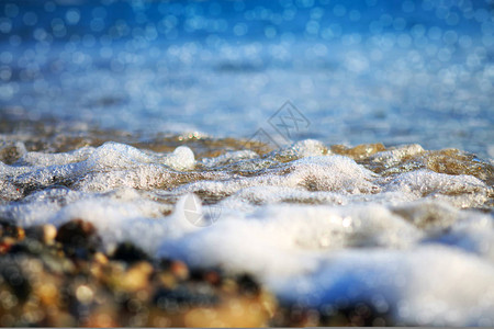 沙滩和海洋泡沫宏观图片