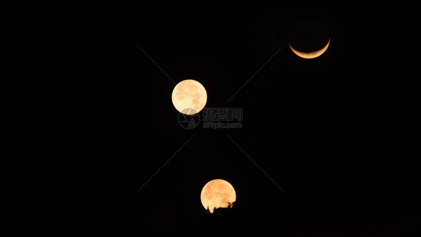 3个月亮在亚洲图片