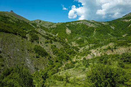 宣贯会Zelenogorye附近的山峰通往Arpat瀑布的道背景