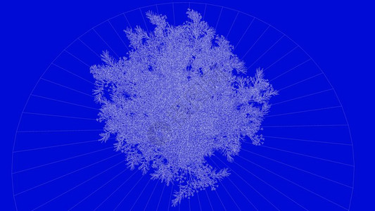 蓝色背景上白色轮廓树的3d渲染图片