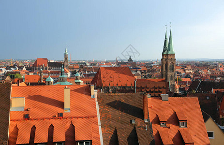 中欧德国纽伦堡市的全景有许多背景图片