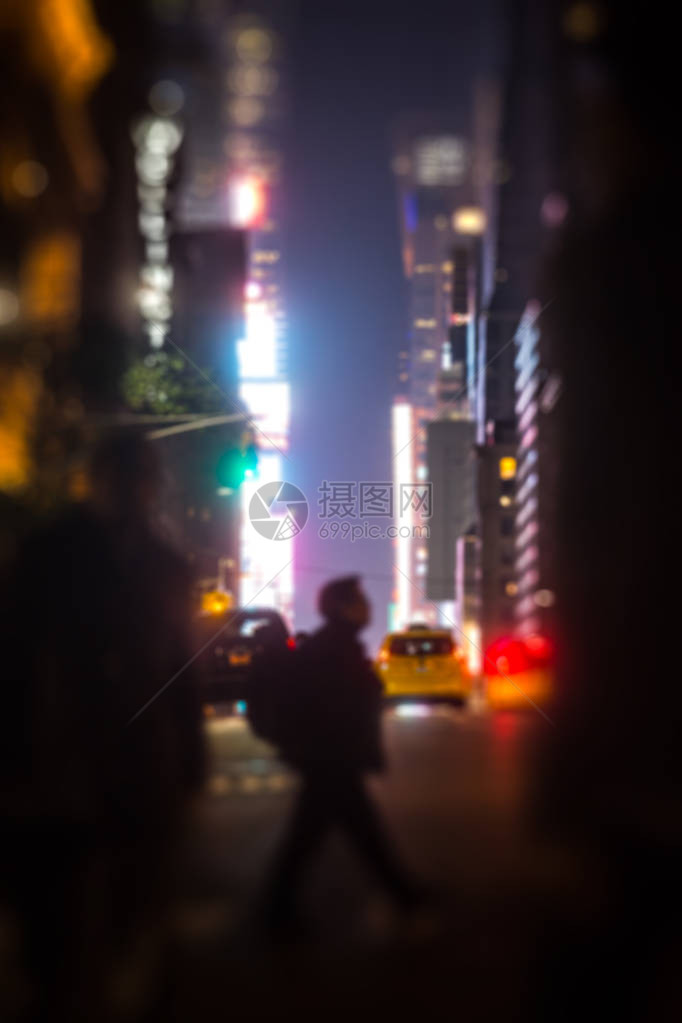 纽约市街道在晚上纽约市的灯光和阴影夜间曼哈顿街图片