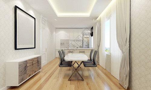 餐厅公寓的豪华室内设计3d渲染图片