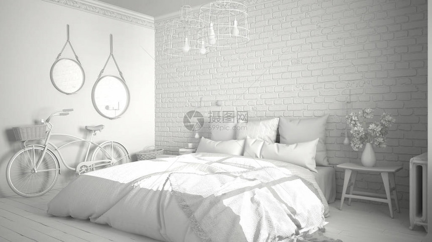 全白色的现代卧室项目图片
