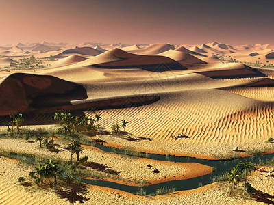 全球温度变化的想法干旱沙漠景观中壮观的傍晚日落天空图片