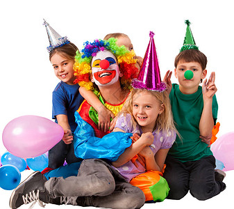 生日儿童小丑玩孩子和兔子手指恶作剧图片