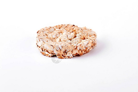 白色背景上的大米薄饼孤立在白色背景上的谷物饼干饮食中碳水化合图片