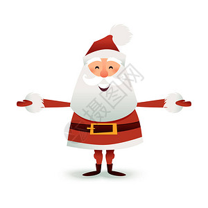 圣诞老人平插图快乐的圣诞父亲卡通人物假日设计的可爱圣诞角色邀请的新图片