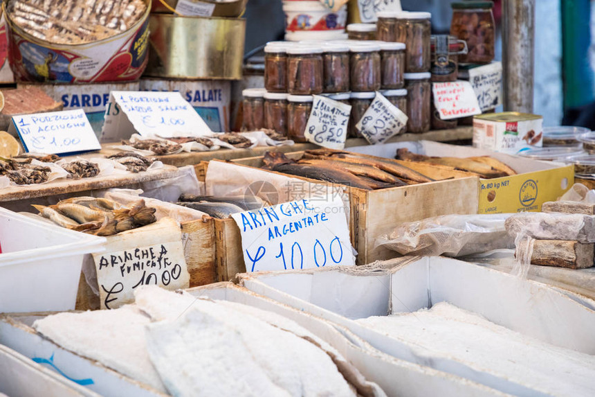 意大利西里岛巴勒莫传统市场的干咸鳕鱼ba图片