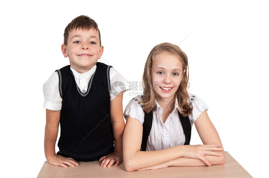 哥和姐快乐的学校儿童图片