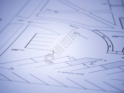地图平面图矢量打印在白纸上的通用建筑场地平面图的照片设置在建筑师工背景