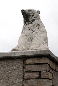 动物园里的小白石熊雕像图片