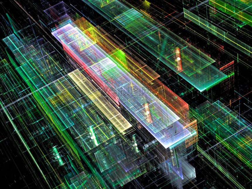 技术风格背景抽象计算机生成的图像带有玻璃墙的未来主义设计一个不寻常的设计的顶视图空间或火车图片