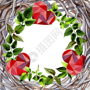 水彩风格的玫瑰框架的叶子背景纹理包装图案框架或边图片