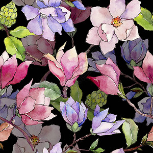 水彩风格的野花玉兰花图案图片