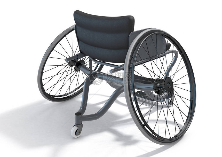 残疾人运动员在各种体育比赛中以孤立背景参加各种体育比赛时使用的经修改的轮图片