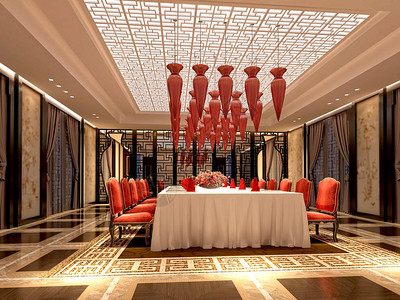 餐厅和会议室的3d渲染图片