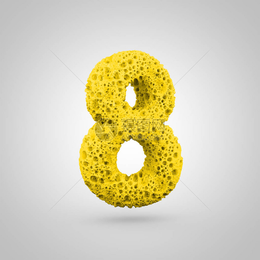 海绵8号3D黄色海绵字体的翻版在白图片