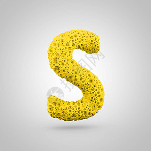 海绵字母S大写3D黄色海绵字体的翻版在白图片