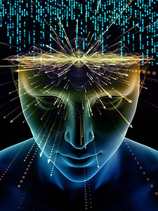心灵系列的元素关于科学教育和心灵力量的人头和技术符号的图片