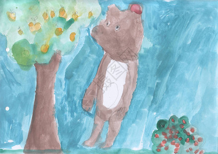 儿童画森林里的熊图片