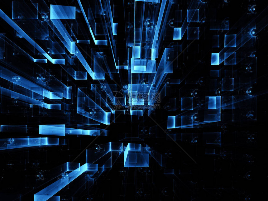 深蓝色技术背景计算机生成的抽象图像数字艺术图片