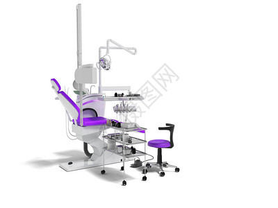 以及右侧牙医的工具和椅子3d渲染白色图片